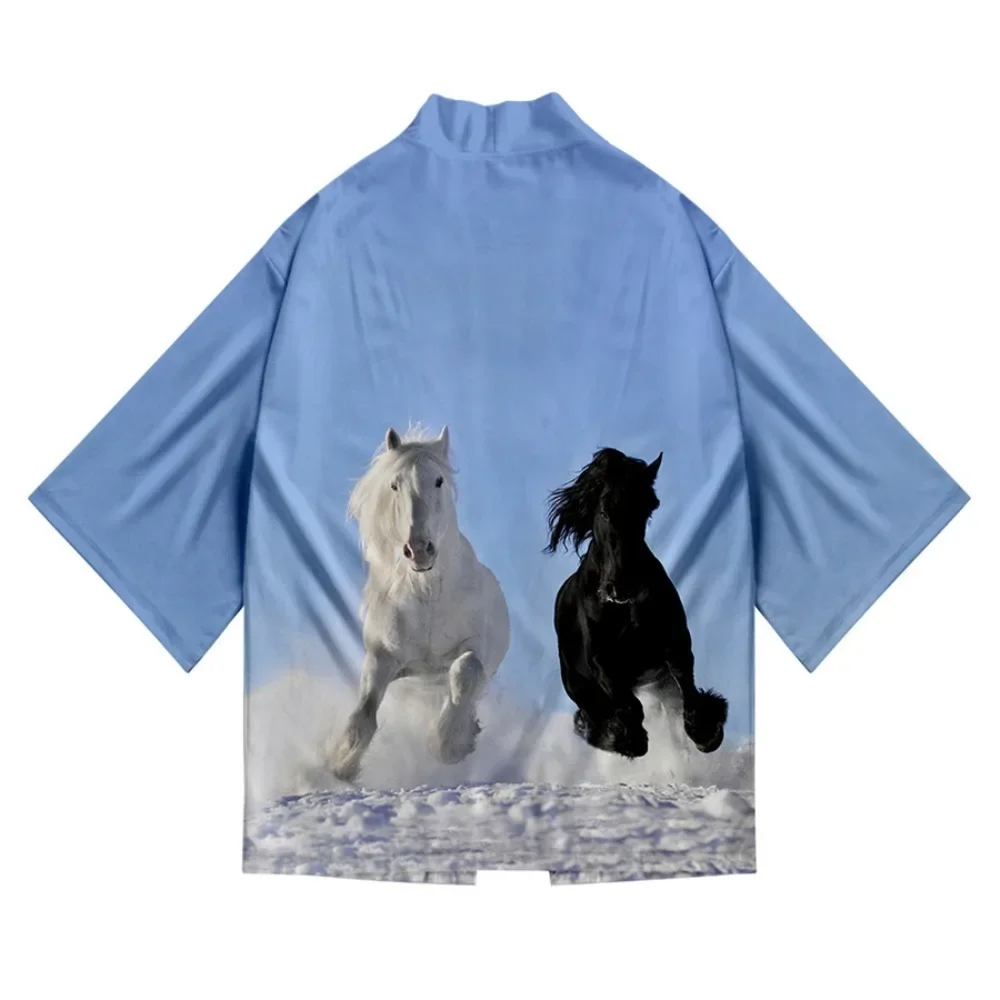 

Animal horse 3D printed Japanese kimono Haoli Yukata Cosplay female/male fashion summer short sleeve streetwear