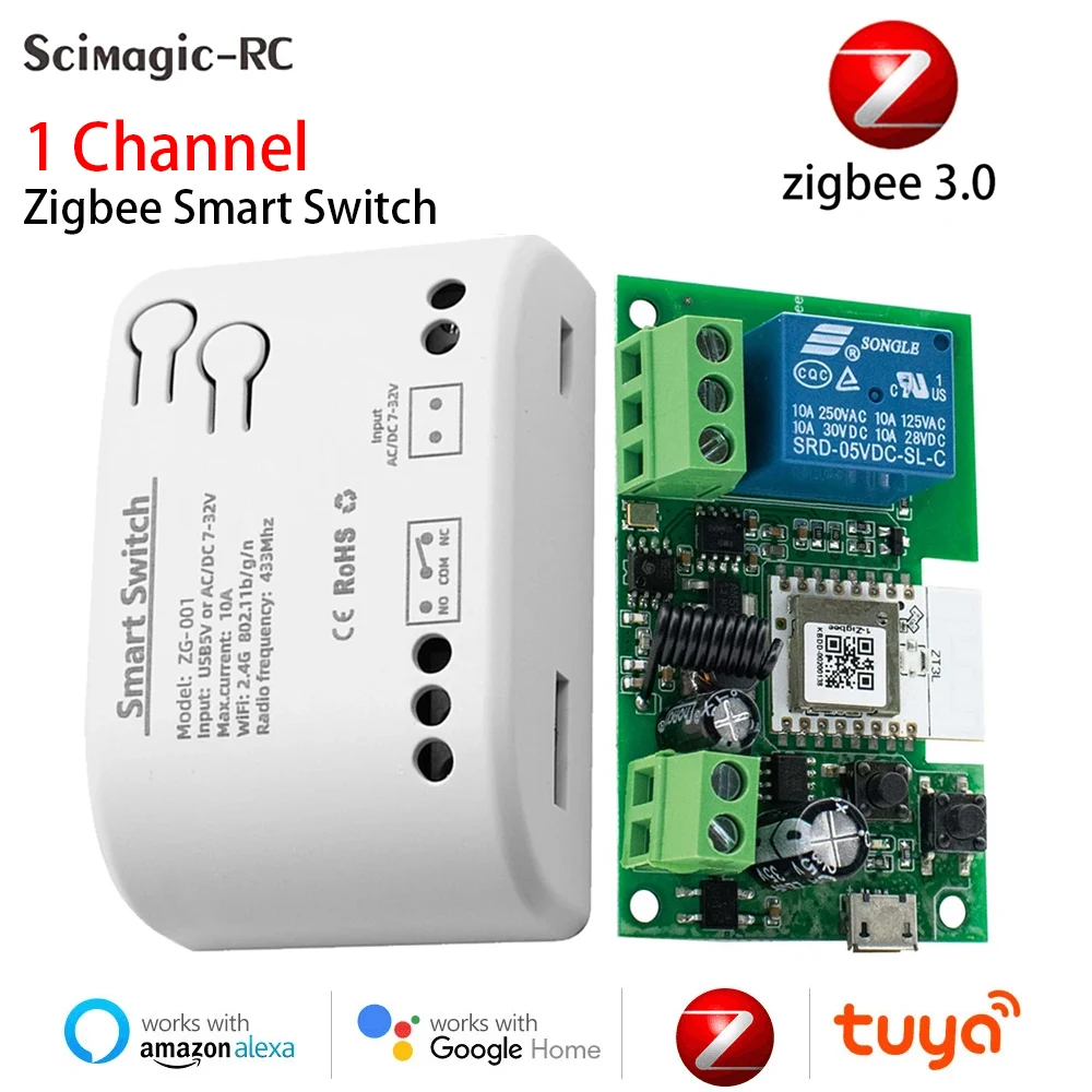 1 Channel ZIGBEE Tuya Module Smart Light Motor Switch Relay DIY Breaker AC DC 7-32V 85-250V RF Receiver Works with Alexa