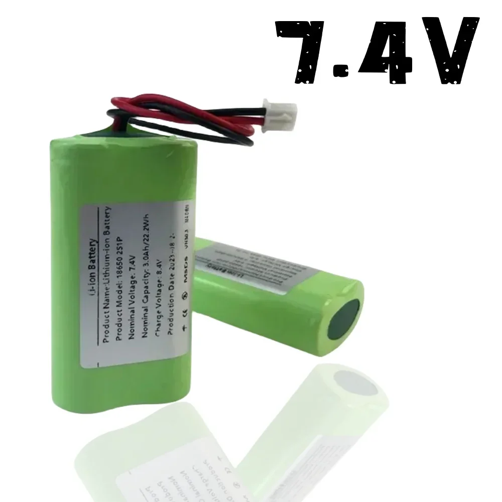 Paquete de batería de litio con enchufe de XH2.54-2P, adecuado para proyectores, altavoces, monitoreo inalámbrico, 2S1P, 7,4 V, 3000mAh