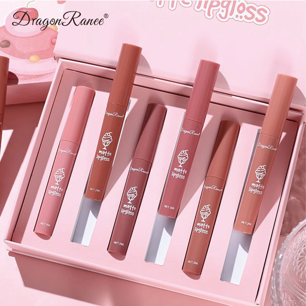 6-teiliges Set Lip Glaze, Antihaft-Cup, Nude Lip Gloss, süße Set-Box, langlebig, lichtecht, wasserfest, Valentinstagsgeschenk-Lipgloss