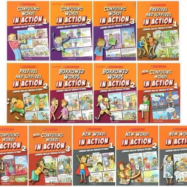 42 libros de cuentos en inglés, palabras escolares en acción/idianos, libros de lectura para niños con imágenes en imágenes