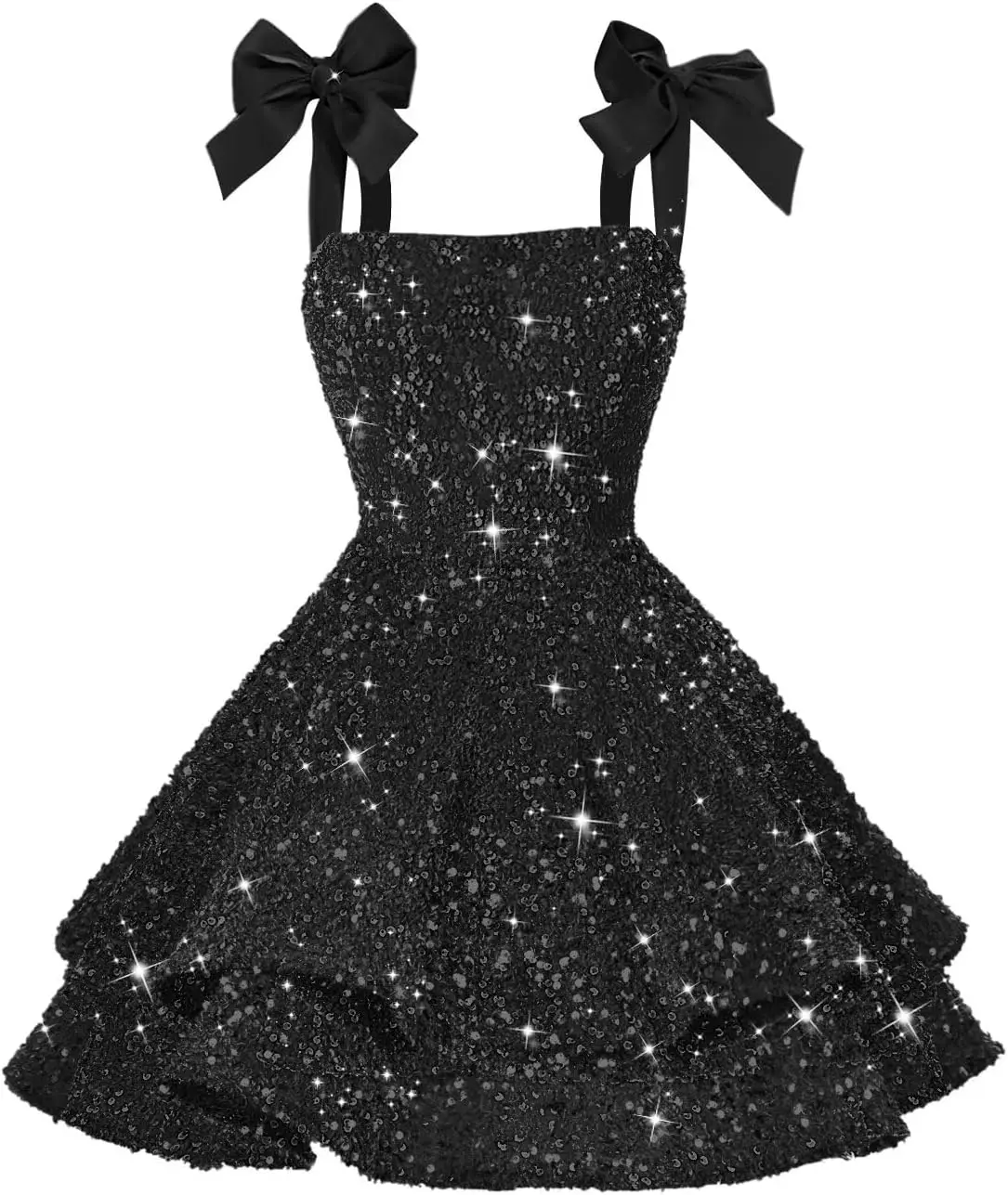 

Блестящие банты с блестками, платья для встречи выпускников, 2026 г., короткие многоярусные атласные бретельки, милое коктейльное платье для выпускного вечера 16 лет, выпускное платье