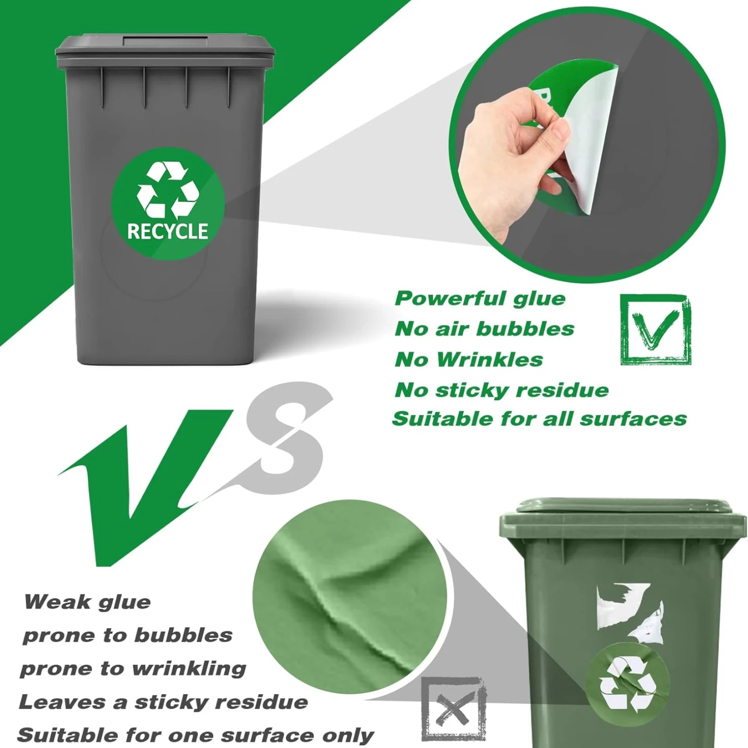 ملصقات سلة المهملات القابلة للإزالة القابلة لإعادة التدوير ، ديكور سلة المهملات الأوتوماتيكية ، حاوية قمامة ، شارات فينيل ، غرفة المعيشة ، إكسسوارات المطبخ ، 1 أو #3