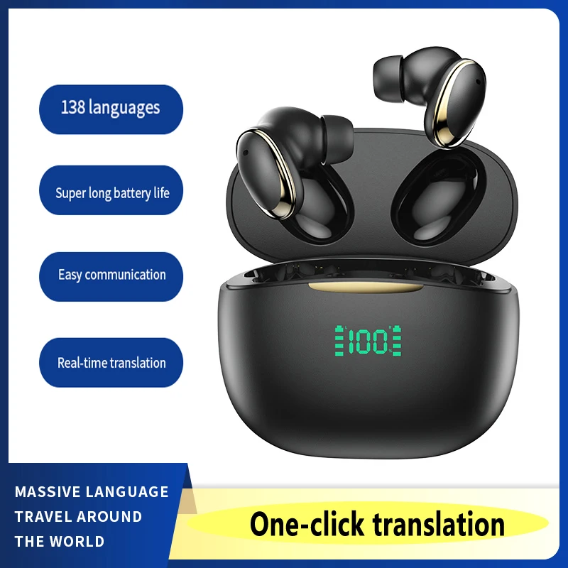 

The new smart translation headset Bluetooth translation headset supports 144 languages ​​and multi-country translation Bluetooth