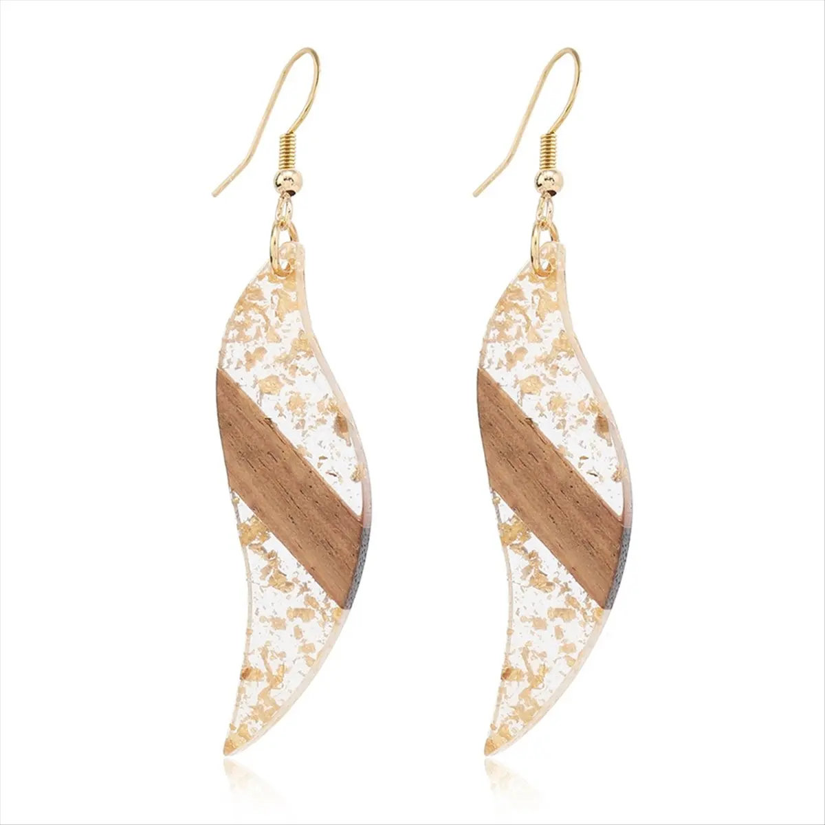 6 paires de breloques en bois et résine pour boucles d'oreilles DIY, breloques géométriques en bois style bohème, pièces en bois de formes variées pour la fabrication de bijoux