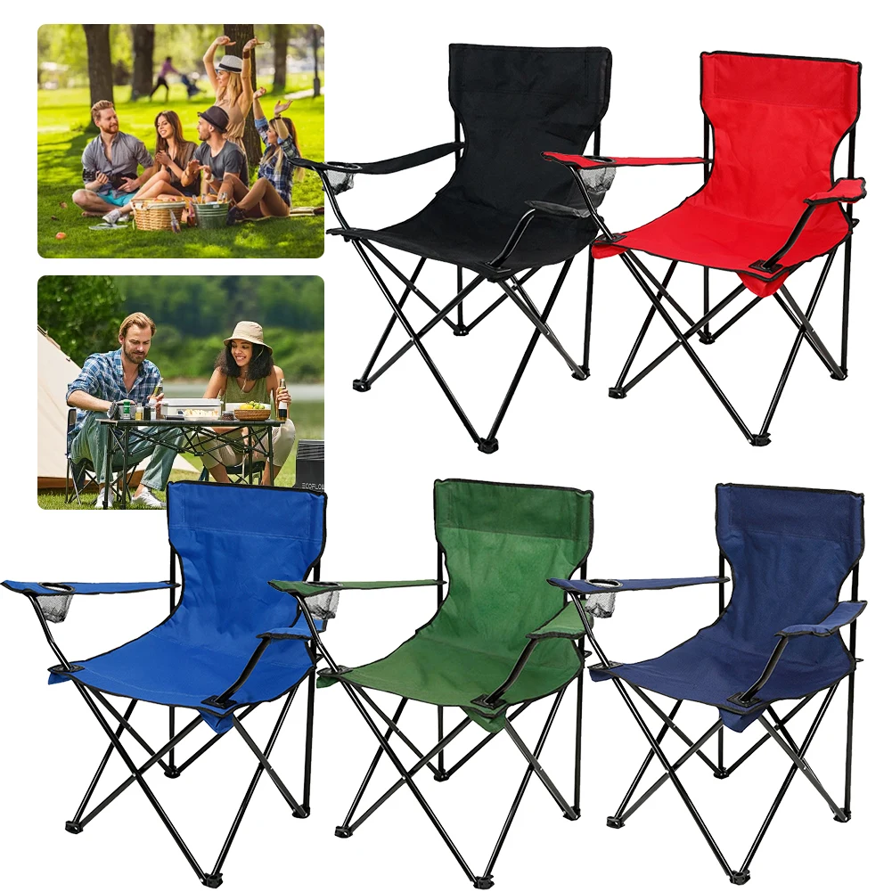 Camping Folding Chair Fishing Chair with Carrying Bag & Armrest Outdoor Collapsible Chair Heavy Duty for Beach Picnic