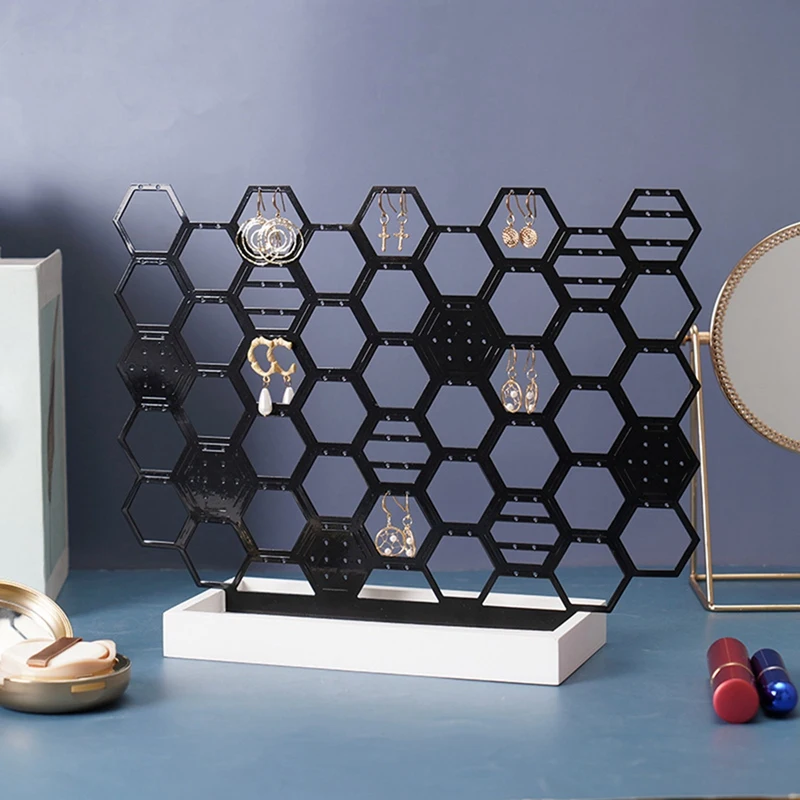 Honeycomb Jewelry Rack Necklace Bracelet Jewelry Display Rack Jewelry Display Rack Storage Rack Black 1 PCS