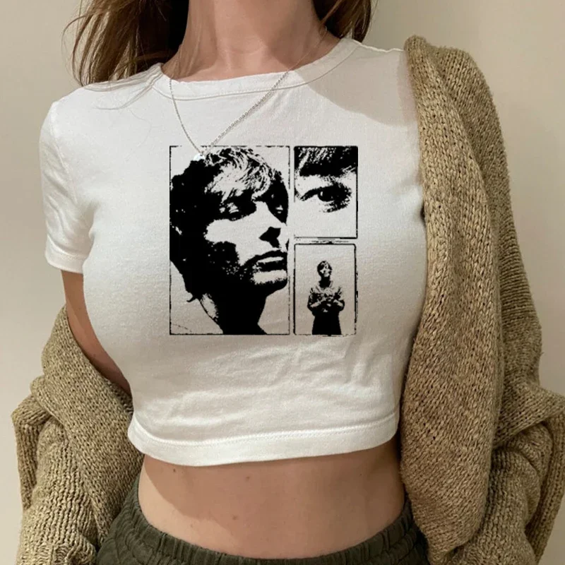 Harry Louis Art Printed Cropped Tops Women Y2k Clothes Gothic Vintage Girls T Shirts 2000s Grunge Tshirt Streetwear Dropshipping