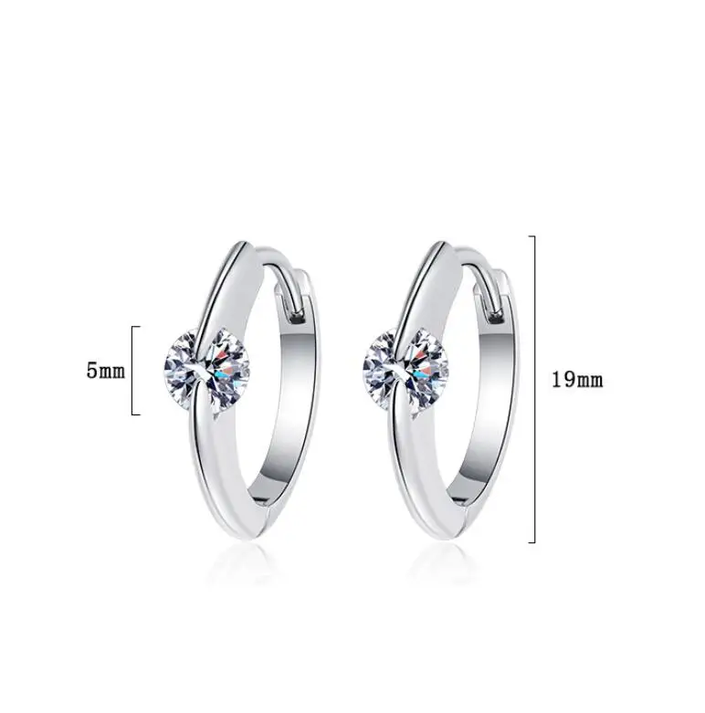 D Color VVS1 EX Moissanite 925 Sterling Silver Hoop Earrings Brilliant 5mm Round Lab Diamond Platinum Plated Earrings