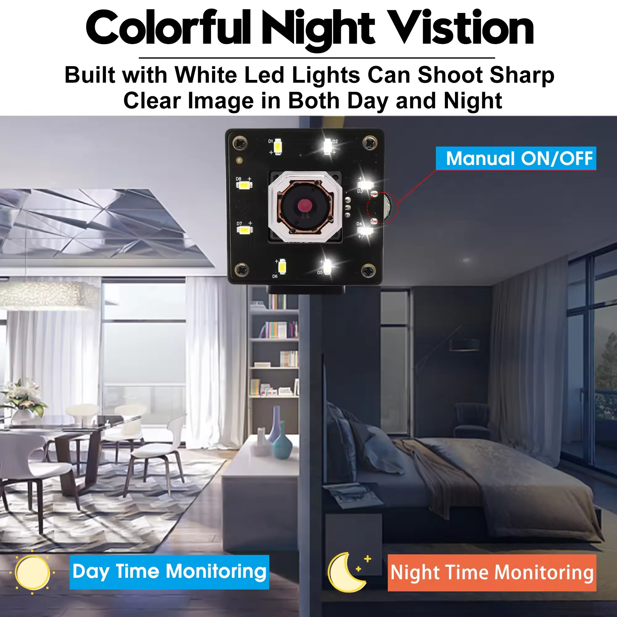 SVPRO 5MP Camera USB Autofocus Night Vision Webcam with White LEDs 60Degree UVC Mini USB Camera for Industrial Machine Vision