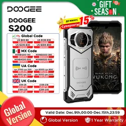 Global Version DOOGEE S200 Rugged Phone 5G 6.72 FHD+ 120Hz 12GB+256GB Dimensity 7050 100MP Camera 10100mAh 33W Charge Android 14