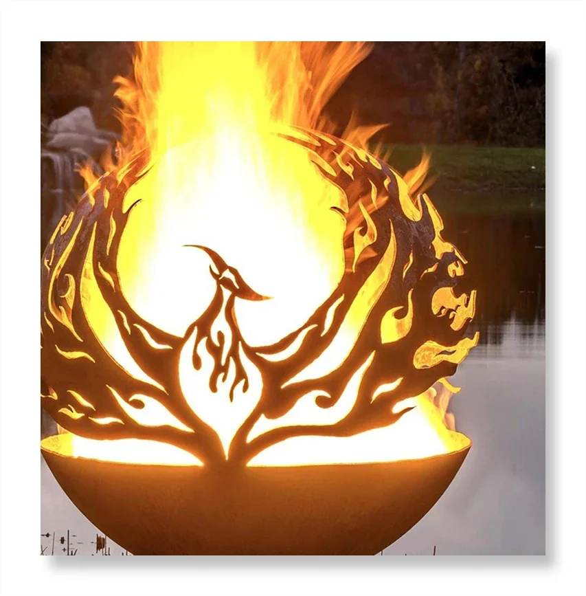 professional manufacturer outdoor Corten Steel Globe Sphere dome Bonfire fire pits