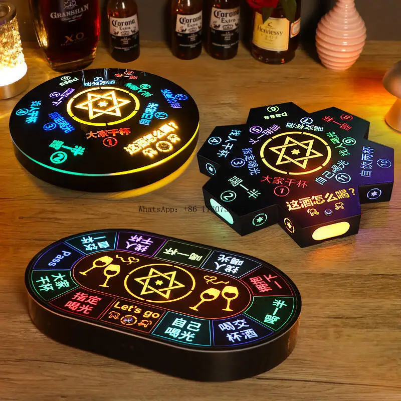 

Bar drinking game turntable night party party party Chinese and English customizable content entertainment electronic luminous t