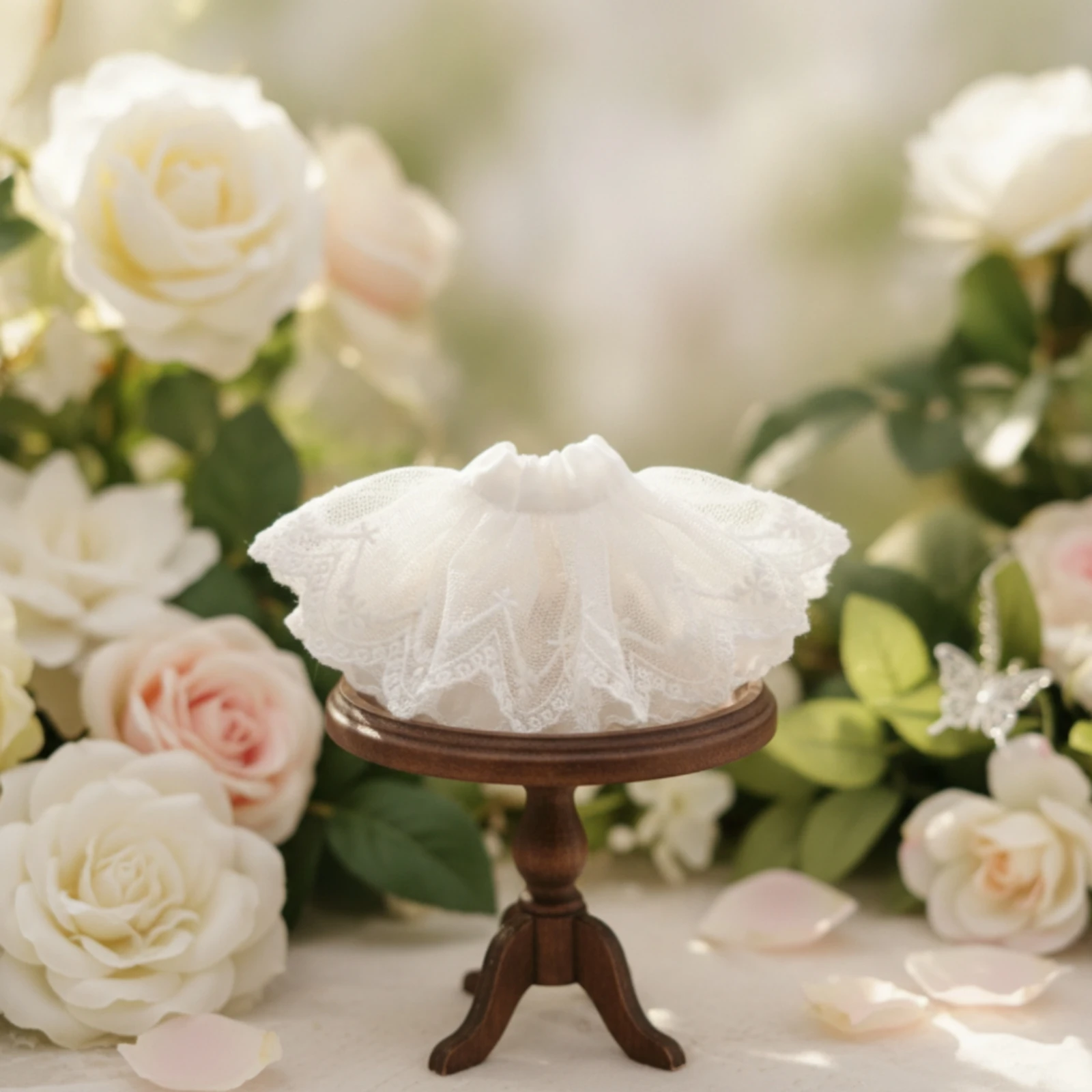 Doll Underskirt with Lace Lightweight Doll Petticoat Tulle Petticoat Transparent Tulle Underskirt Flared for Crafters