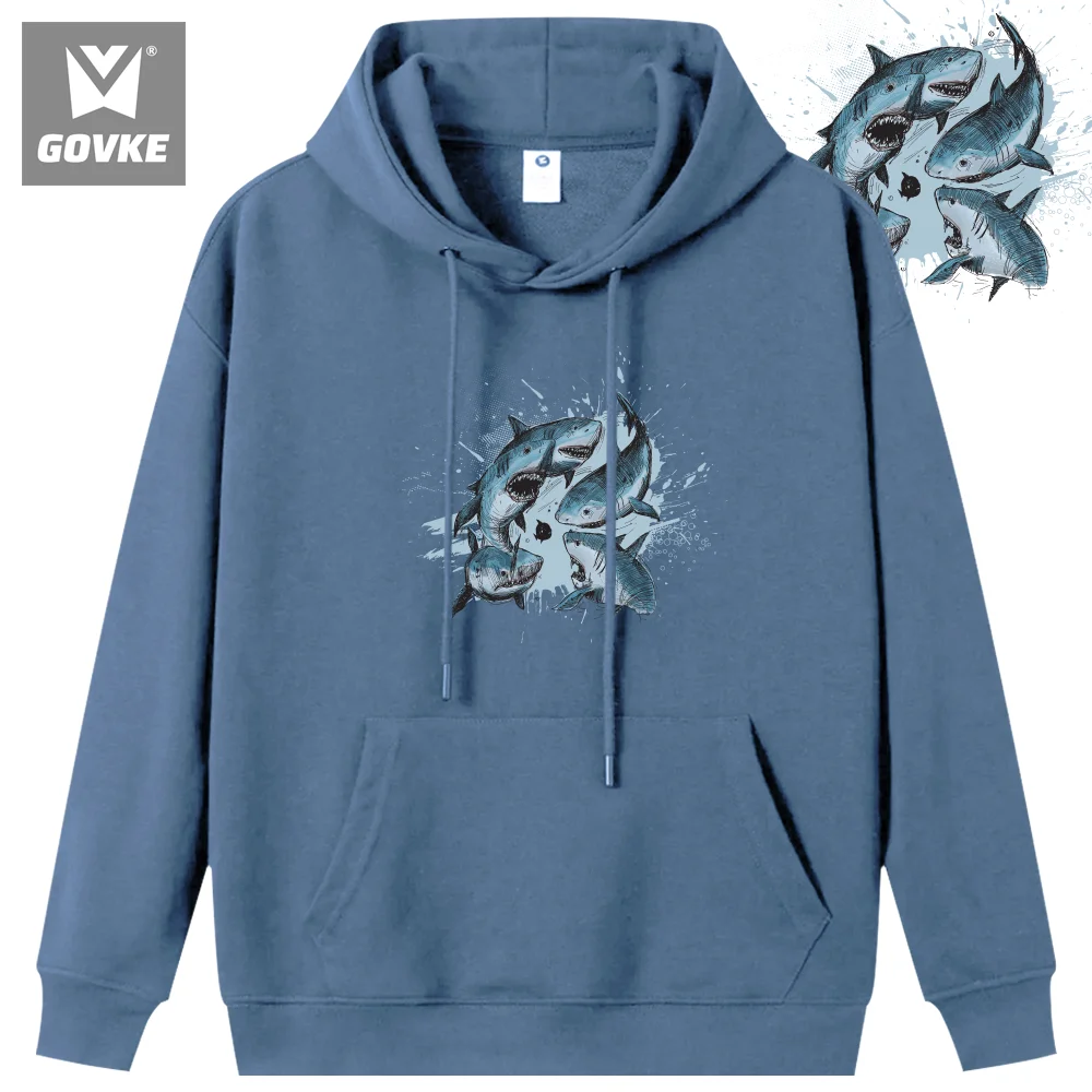 Shark Hiphop Autumn and Winter New Style Printed Hoodie Individuality Men's Hoodies Wearing Type Polyester Hoodie