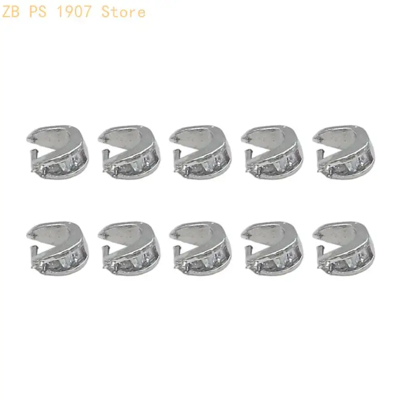 Small Jewelry Finding Clasp 10 Pieces with Clear Inlay for DIY Repair 55KA