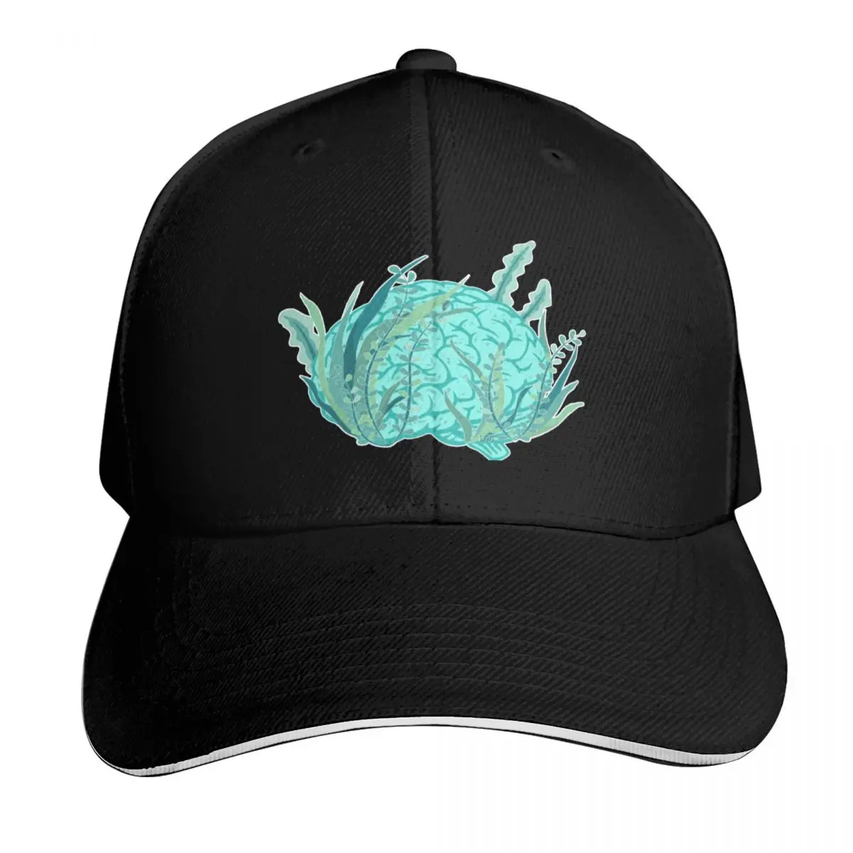 Seaweed Brain Baseball Cap Breathable Mesh Back Adjustable Buckle Closure Moisture Wicking Quick Dry