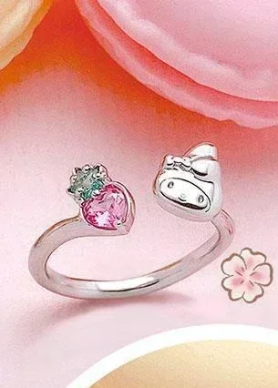 

Sanrio Jewelry Kuromi Hellokitty Jewelry Exquisite Ring Study Earrings Necklace Girl's Birthday Gift Jewelry Dress up