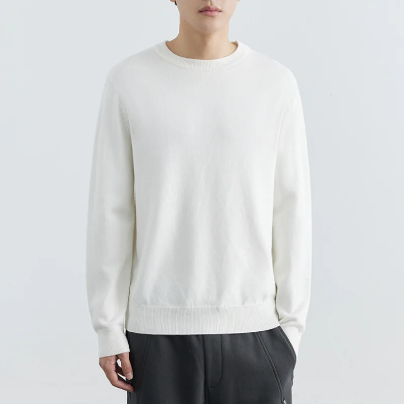 Pull de base élastique respirant pour hommes, pull Harajuku simple, pull chaud polyvalent pour hommes, tricot solide, sweat-shirt At à col rond, Y-Neck