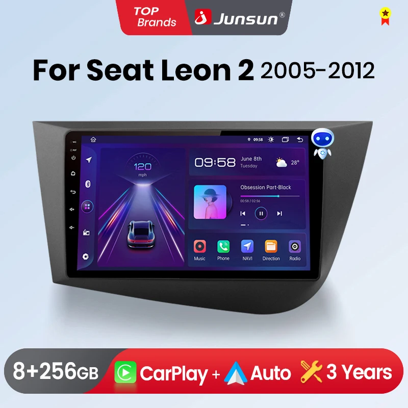 Junsun-autorradioMultimediaconGPSparacoche,sistemainteligenteconAndroid,CarPlay,paraSeatLeonMK22005200620072008-2012-AliExpress34