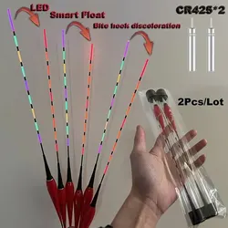 2pcs Eye-catching Electronic LED Floats, Color-changing Bite IndicatorFloat With CR425 Battery, Fishing Accessories