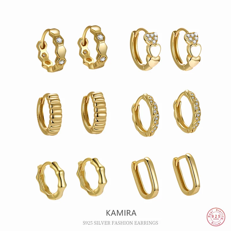 

KAMIRA New 925 Sterling Silver Minimalist Geometric Hug Hoop Earrings for Women Elegant Fashion Charm Jewelry Party Banquet Gift