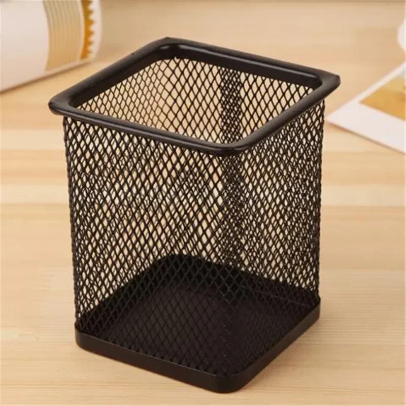 New Pencil Holder Office Desk Metal Mesh Square Pen Pot Cup Case Container Organiser Durable Pencil Case