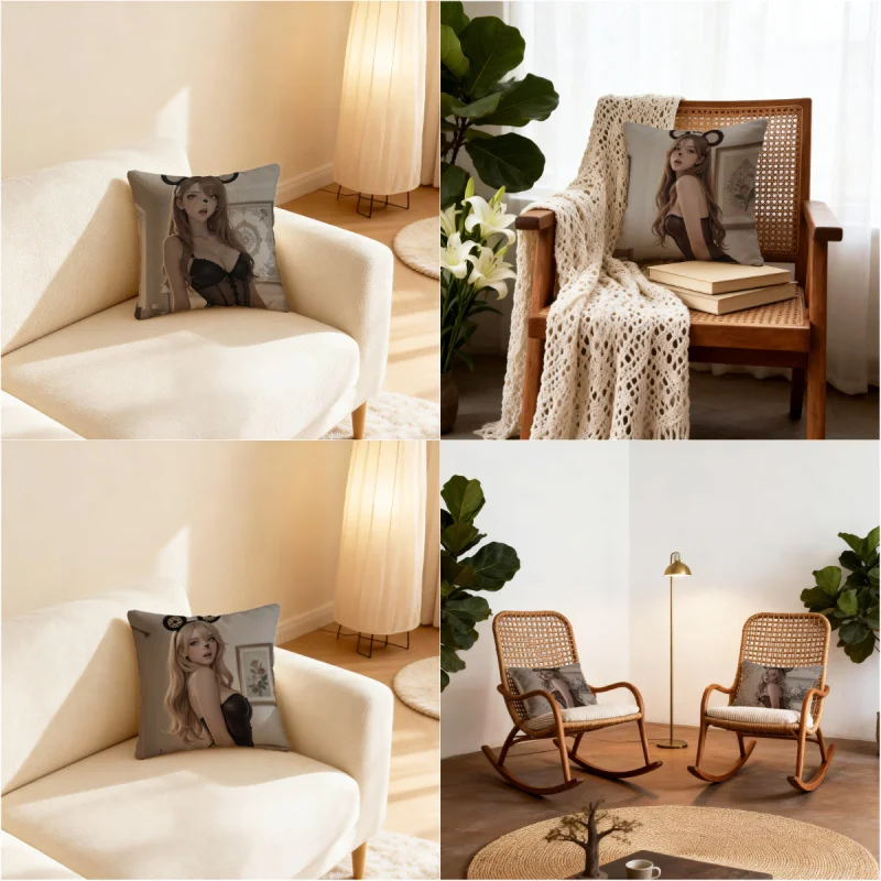 Coussin décoratif de 18,18 pouces avec imprimé chiot de la série « Euphoria » saison 3. Tissu doux et résistant, adapté aux chambres et aux salons.