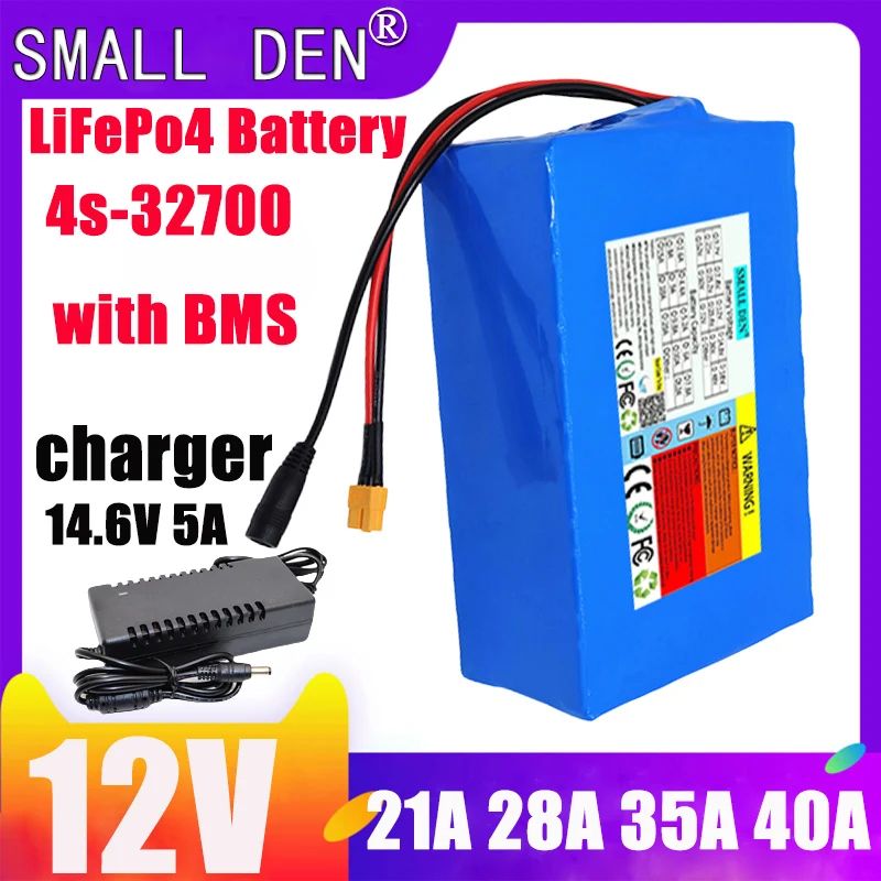 

12V Lifepo4 battery 4s-32700 14ah 21ah 28ah 35ah 40ah high-performance outdoor toy car charging battery with BMS+14.6V charger