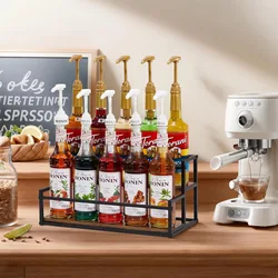 2-Tier 10 Syrup Bottles Rack for Coffee Bar Liquor Bottle Display Shelf Holder Bar Shelf Coffee Syrup Organizer Countertop Rack