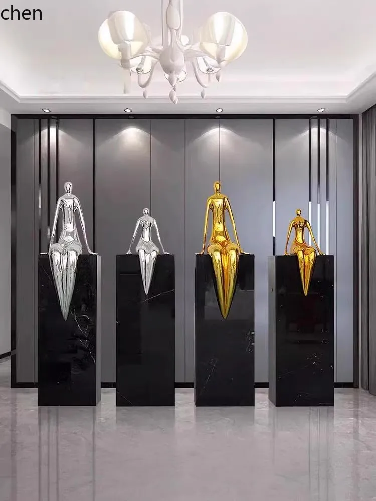 PYH Modern Simple Light Luxury High Sense Figure Sculpture Office Walkway Floor Artwork Entrance Bar Decoration
