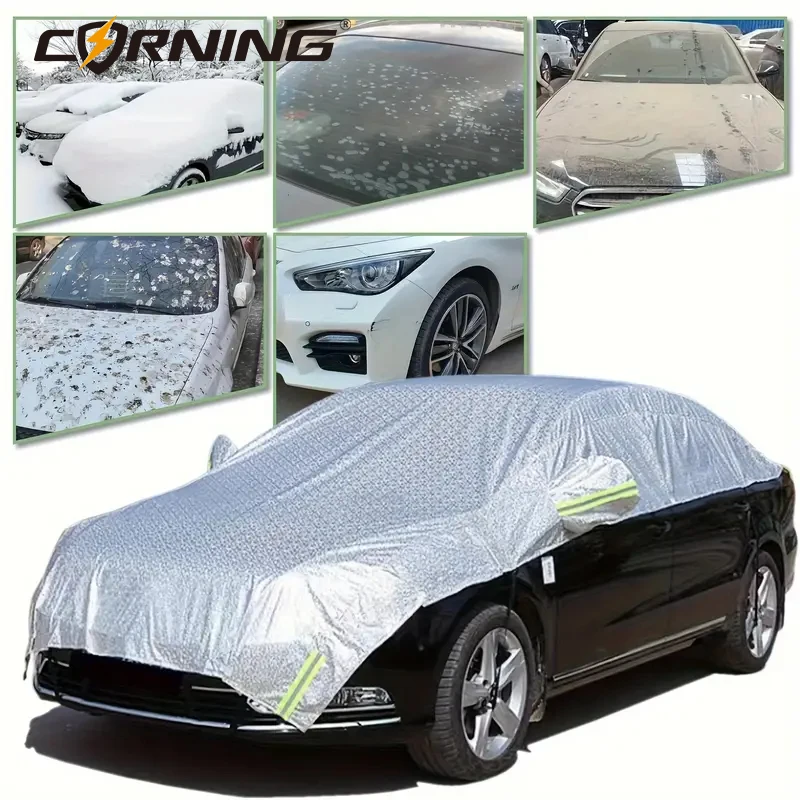 Car Cover Winter Half Waterproof Outdoor Convenient to Carry Exterior Awning Dustproof Accessory Frost Prevention Accessories