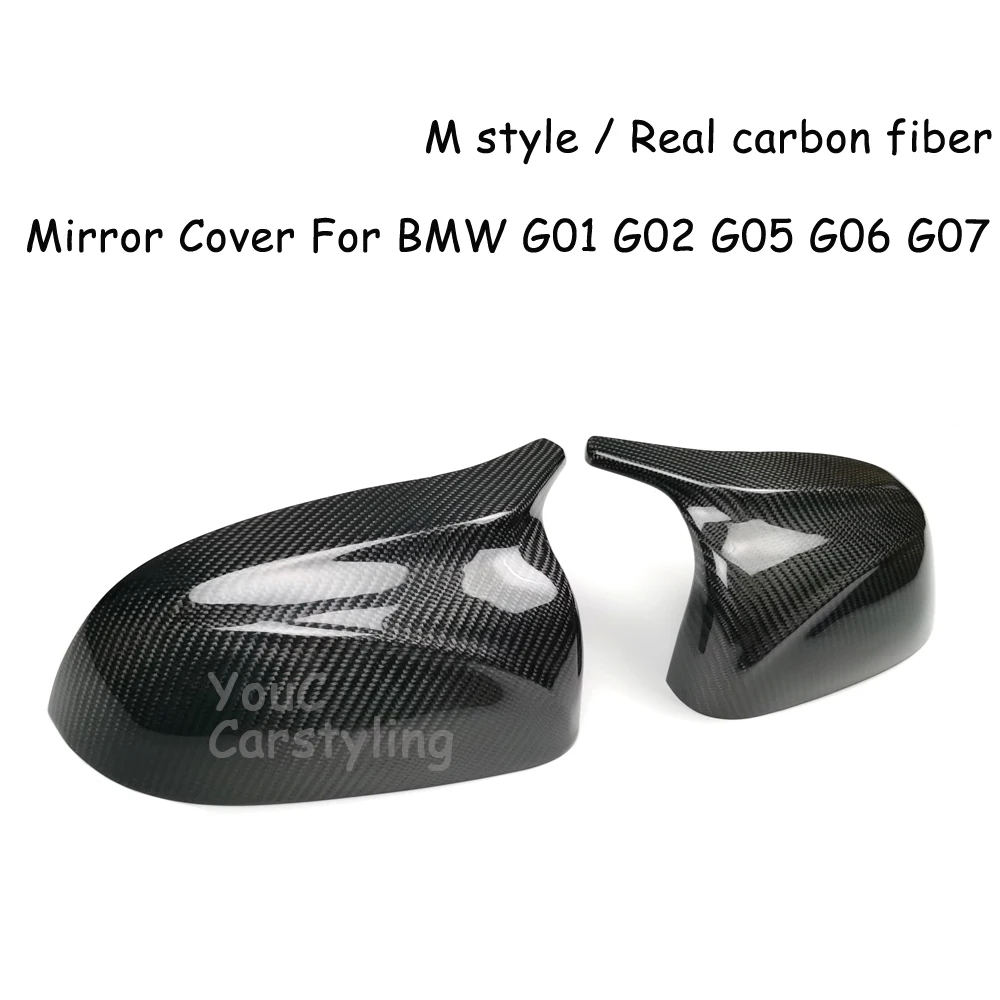 Real Carbon Fiber Side Mirror Cover Caps Rear View Mirror for BMW X3 G01 X4 G02 X5 G05 X6 G06  X7 G07 Replacement Mirror Cover