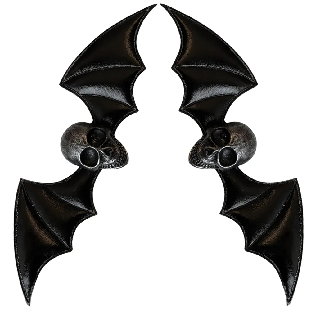 

2 Pcs Hair Barrettes Halloween Accessories for Women Skull Clips Punk Miss Wing Gothic
