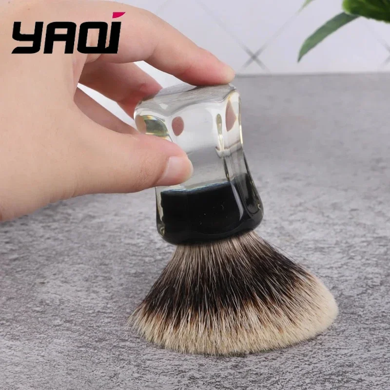 yaqi-24mm-two-band-badger-hair-clear-handle-beard-brush-men-wet-shaving-brush