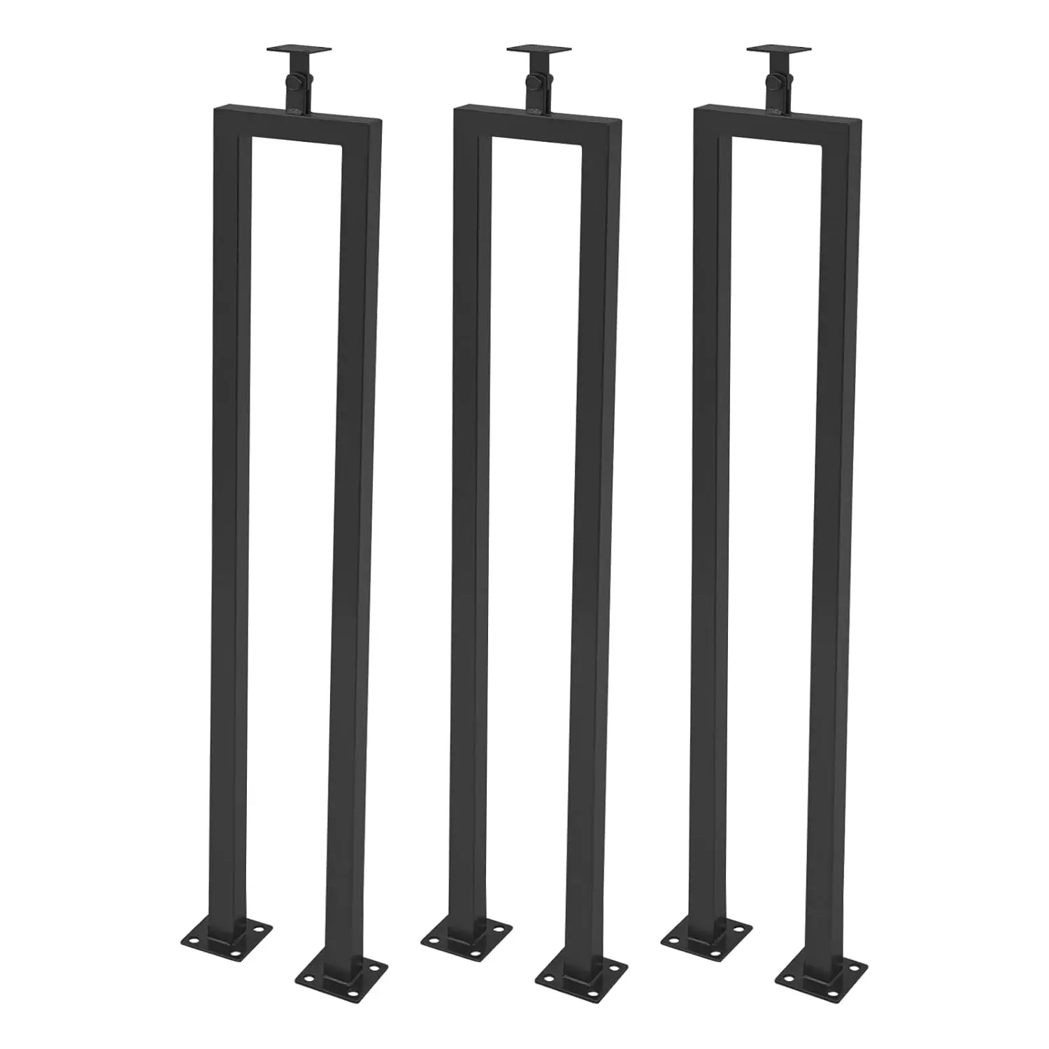 3 قطع من درابزين الدرج، درابزين سلالم على شكل حرف U مقاس 36 بوصة مع دعامة علوية قابلة للتعديل للدرج الداخلي (أسود) #5