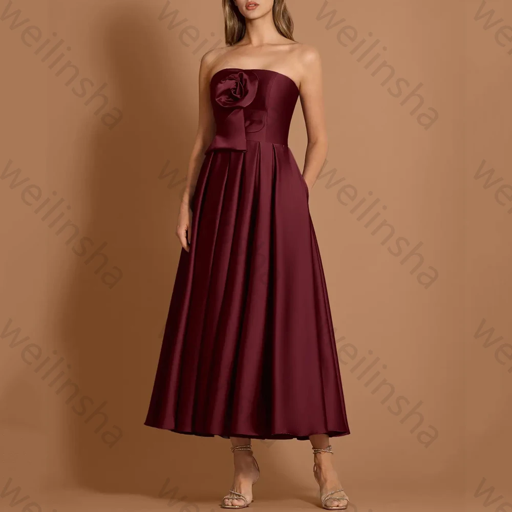 Fora do ombro sem mangas vestidos de noite 3d flores drapeado vestido de celebridade requintado alta qualidade vestidos de festa de baile personalizado