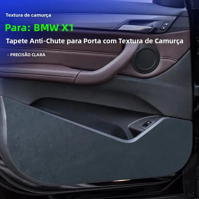 スエード調のドア用キックガードマット。bmw-x1（2016年～2022年式）に適合。貼り付け式の車用ドア保護カバー。