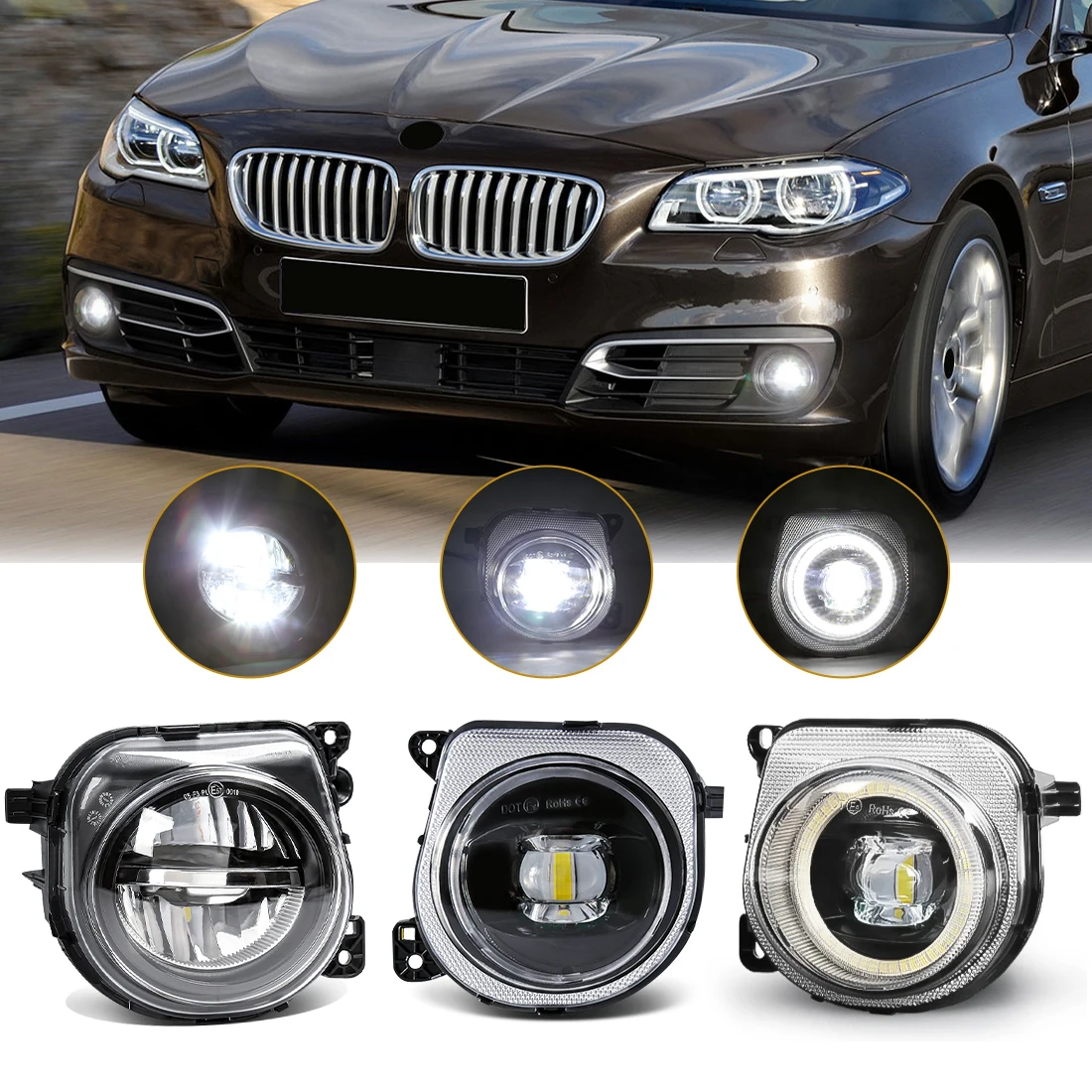 

Для BMW 5 серии F07 F10 F11 F18 LCI 528i 535i 550i 2013-2016 Светодиодные противотуманные фары Angel Eyes 63177311293 63177311294