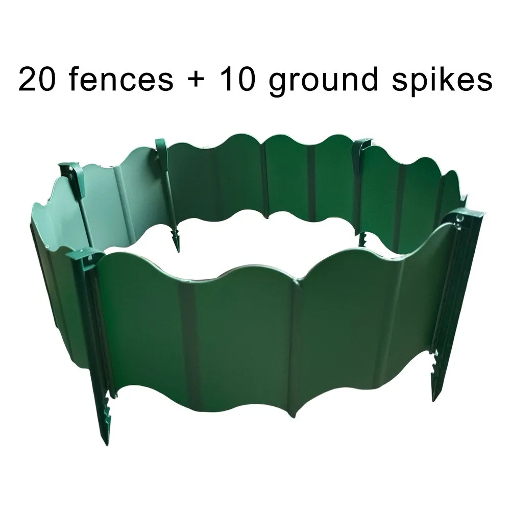 Flexible 20 Piece Plastic Garden Fence for Organizing Planting Areas Outdoors
