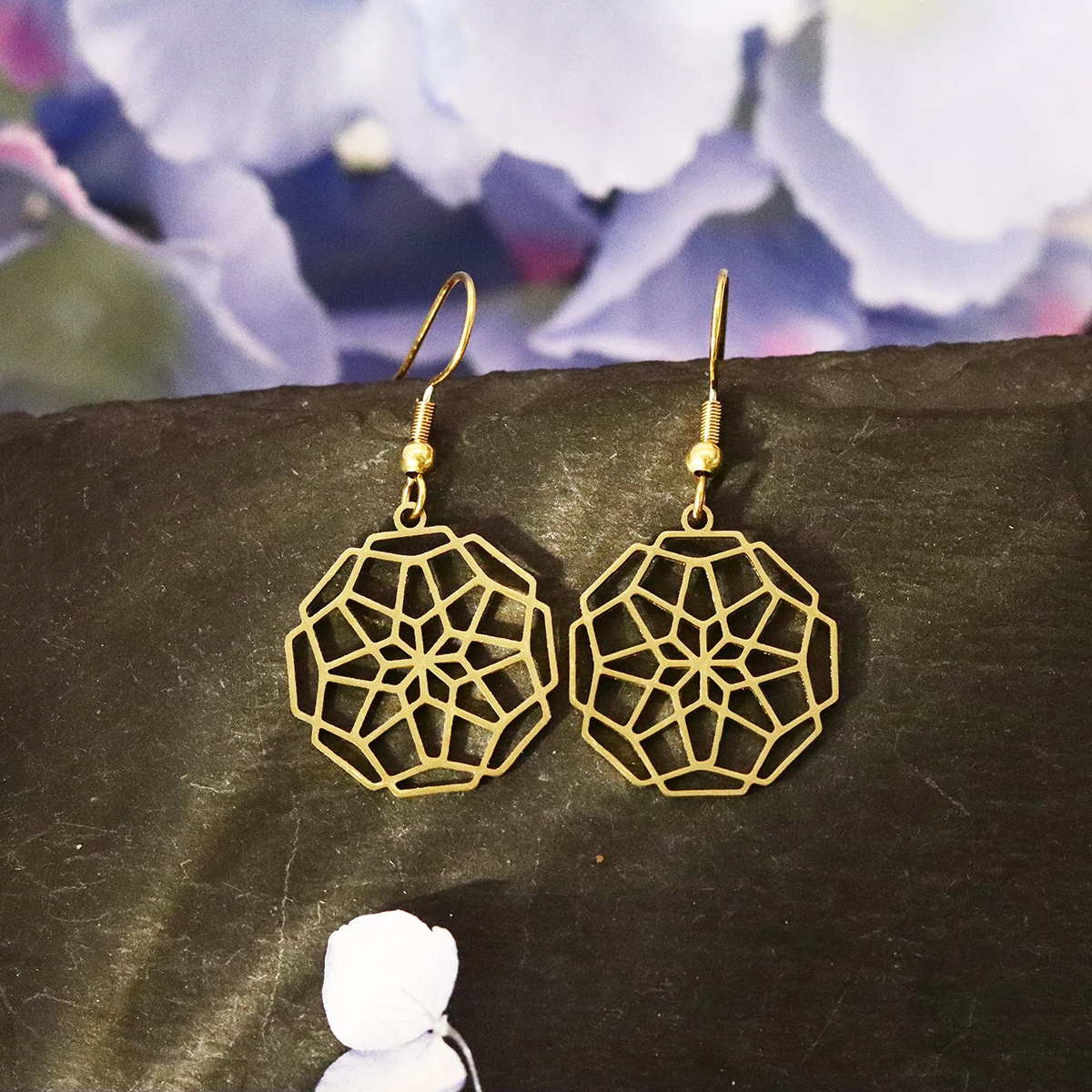 Kinitial Mandala Dangle Earing Bohemian Geometrische Tropfenohrringe für Frauen Edelstahl Modeschmuck