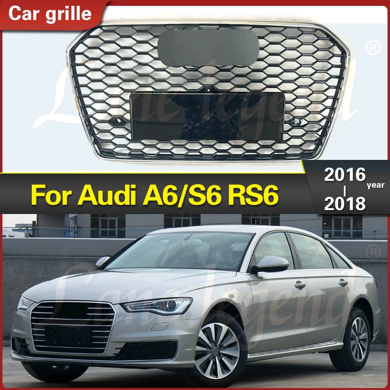 

FOR Audi A6/S6 2016-2018 Grille Trim Accessories ABS Front Bumper Separator Refit Replacement Grills Car Styling for RS6 Style