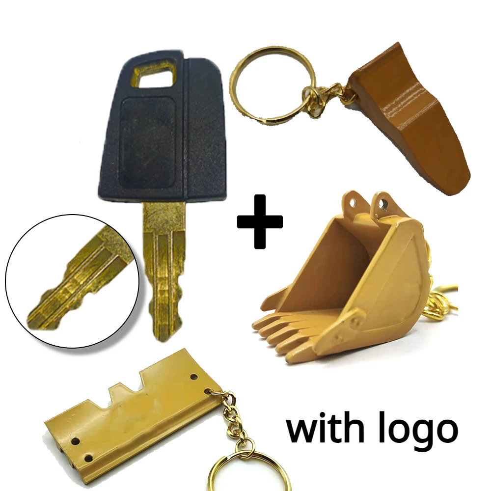 

5P8500 Ignition Key with Bucket Key Chain Excavator Heavy Equipment Keychain F0002