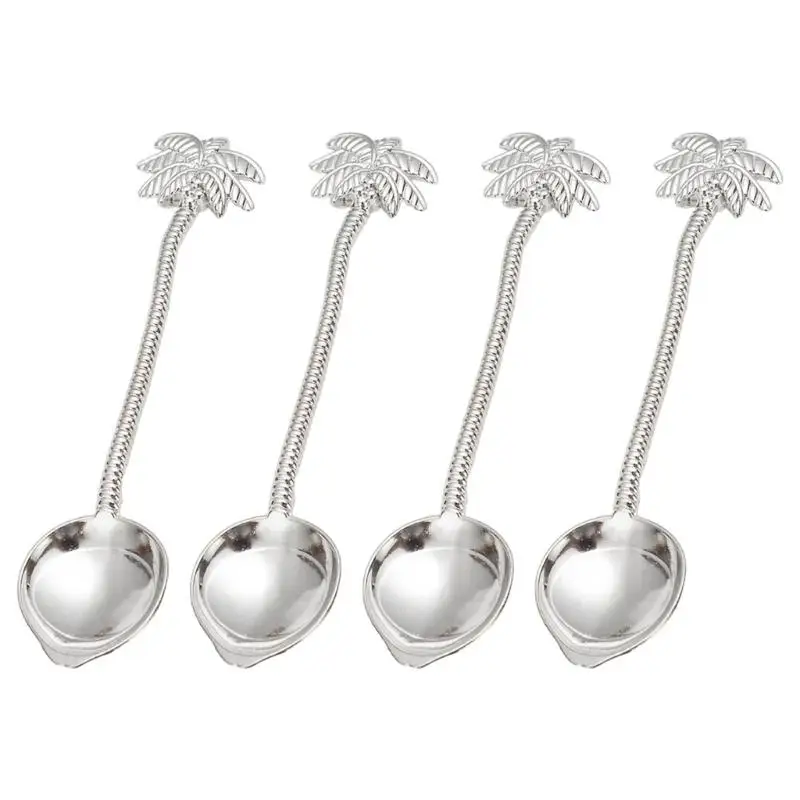 E8BD Themed Melal Metal Pastry Spoon Ergonomic Handle Coffee Dessert Tool