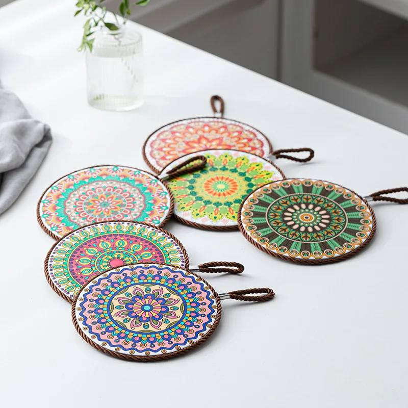 Cross-Border Mandala Pattern Heat Proof Mat Potholder Ethnic Style Coffee Table Placemat Ceramic Household Anti-Scald Bowl Place