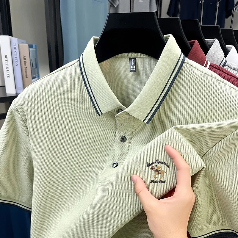 

100% cotton high-end summer fashion items Paul embroidery polo shirt men's temperament business casual T-shirt comfortable top