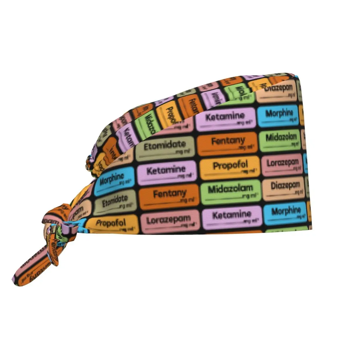 Anesthesia Drugs Color Coded Syringe Labels Medical Staff Scrubs Hat Unisex Doctor Nursing Surgical Cap Scrub Caps