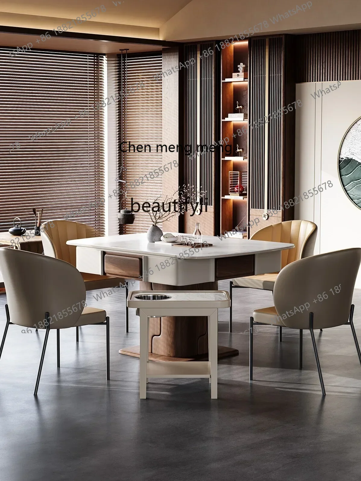 

ss7486 new style New Chinese Style Solid Wood Mahjong Table Rubber Wood Dining Table Dual-Use Automatic Household Mahjong Machin