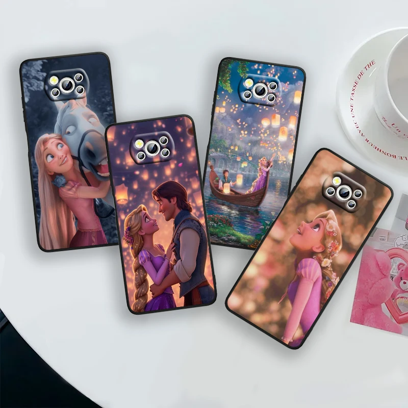 Tangled Rapunzel Pretty For Xiaomi Poco X6 X5 X4 X3 F4 F3 NFC M6 M5 M4 GT S Pro 4G 5G C65 Black Soft Phone Case