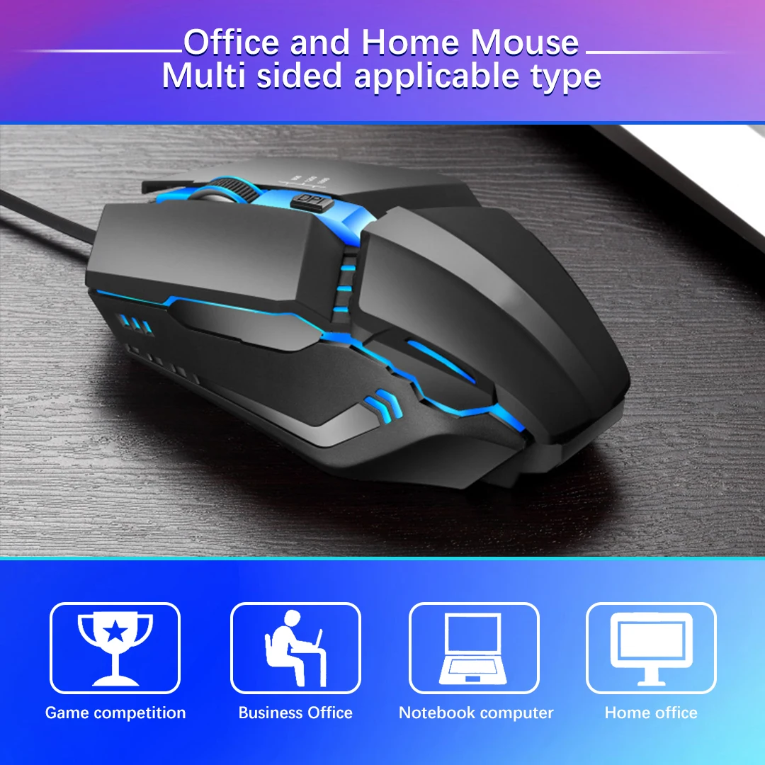 FYHXele Gaming K3 Sports LED Luminous Backlit Wired Mouse USB Wired For Desktop Laptop Office Computer Gaming Mouse